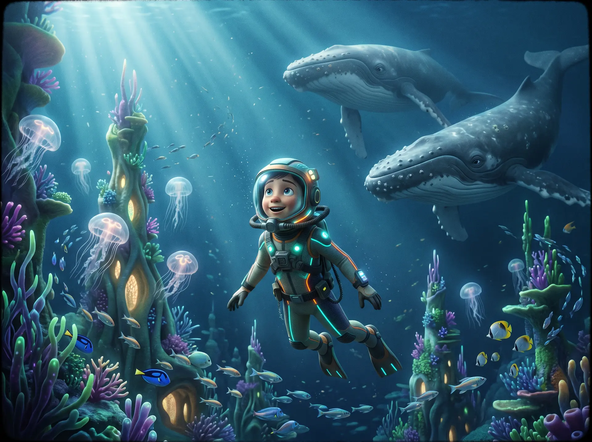 Aventura Reino del Océano de Soul Story Kids: escena animada premium donde tu hijo es el protagonista.