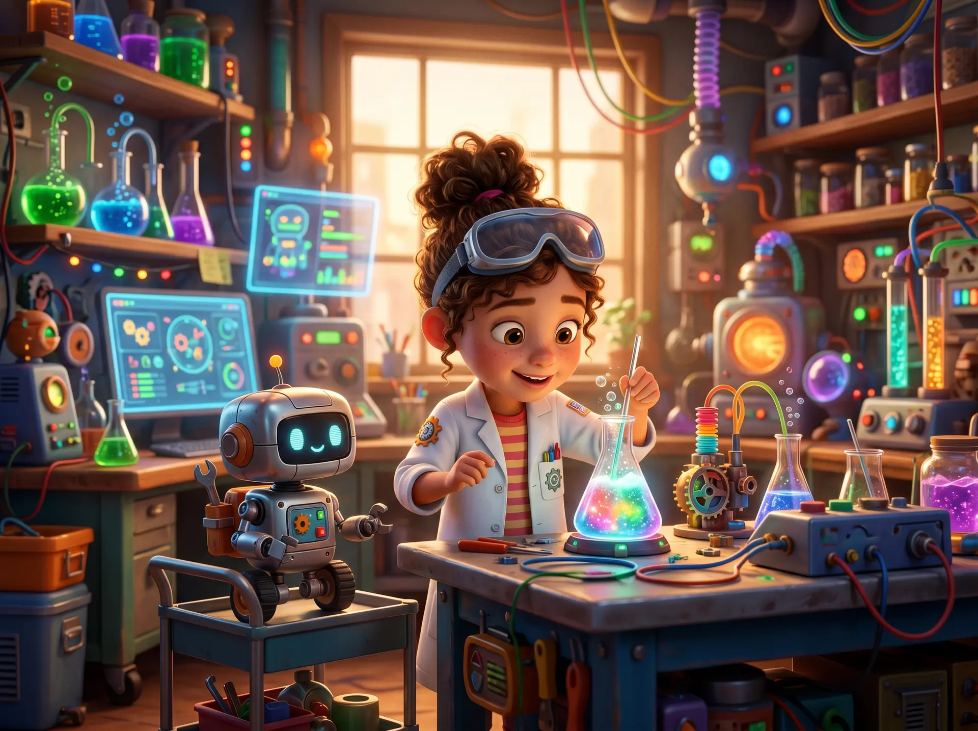 Aventura Laboratorio Secreto de Soul Story Kids: escena animada premium donde tu hijo es el protagonista.